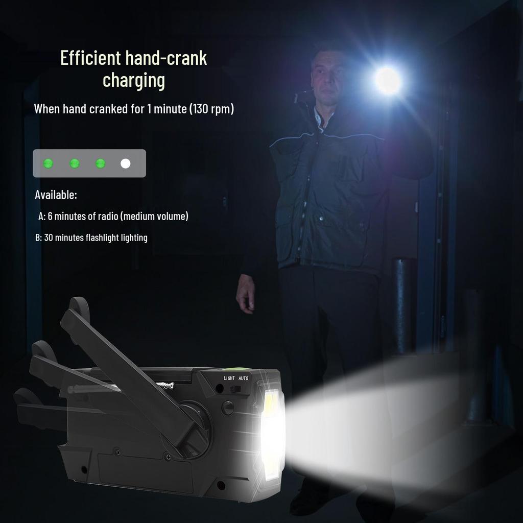 Multifunctional Hand Crank Solar Emergency Radio & Mobile Charger with Flashlight for Camping and Reading