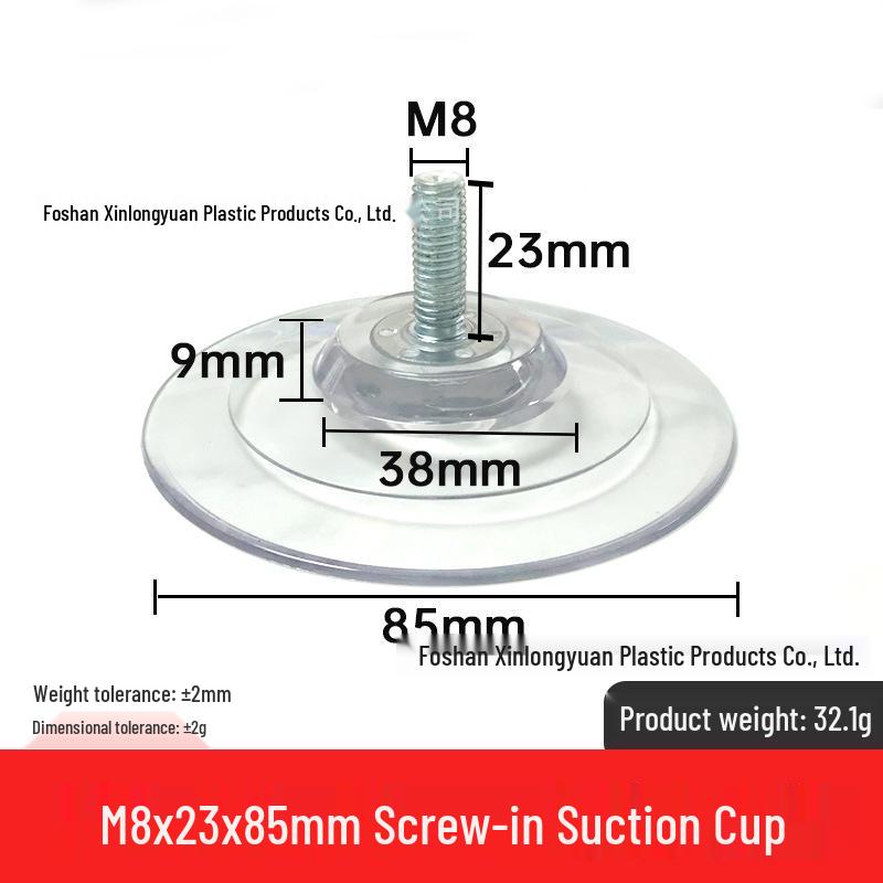 M4-M8 Transparente PVC-Saugnapf mit Gewindestange