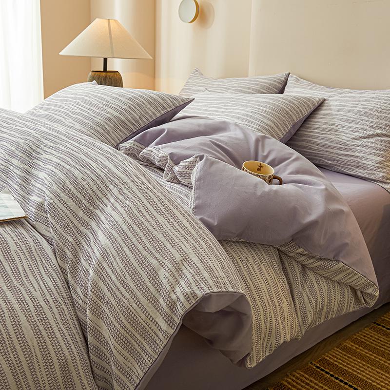 2025 Style Pure Cotton Double Gauze Flannel Bedding Set - Winter Duvet Cover and Bed Sheet, 100% Cotton