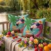 1Pc Funny Flamingo Tropical Throw Pillow Cover, 2D Double-Sided Print Soft Polyester Cushion Case For Home Sofa Bedroom Car Deco