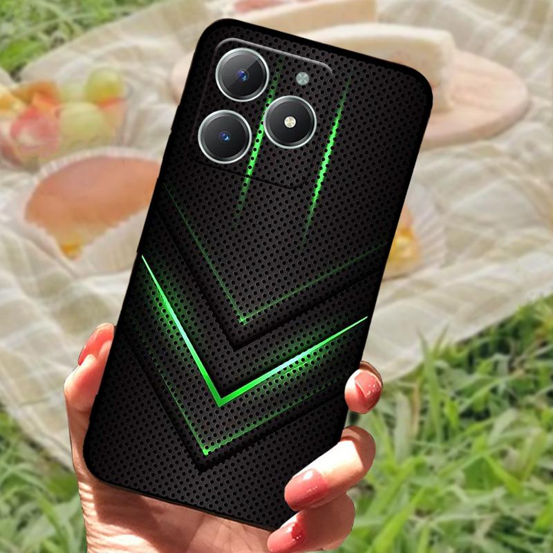 For Realme C61 4G Case Fashion Cartoon Black Silicone Soft TPU Back Cover For Oppo Realme C63 Protective Fundas Coque Cases