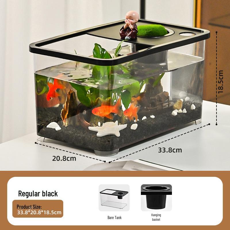 Transparent Plastic Desktop Goldfish Tank for Home Decor - Small & Medium Sizes Available