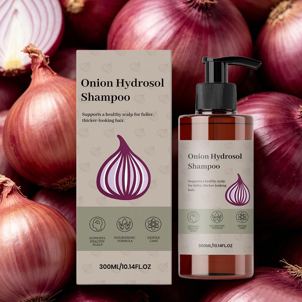 Onion Hydrosol Shampoo 300ml, Gentle Daily Hair Cleanser, Smooth Lightweight Refreshing Voluminous Shampoo for Hair