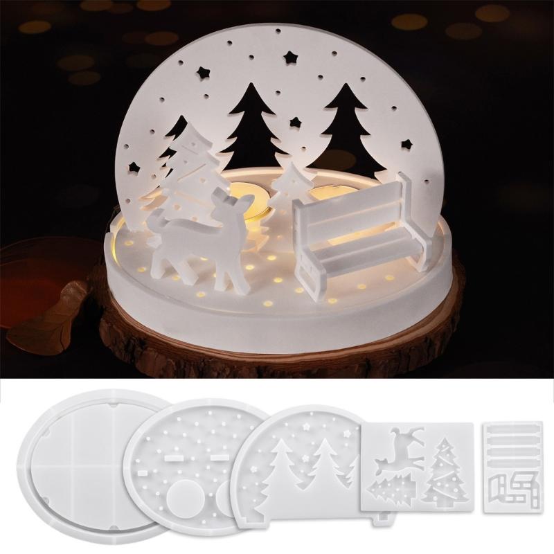 Creative Silicone Molds Kit For Handmade Resin Crafts Including Hollow House Candle Stand And Street Light