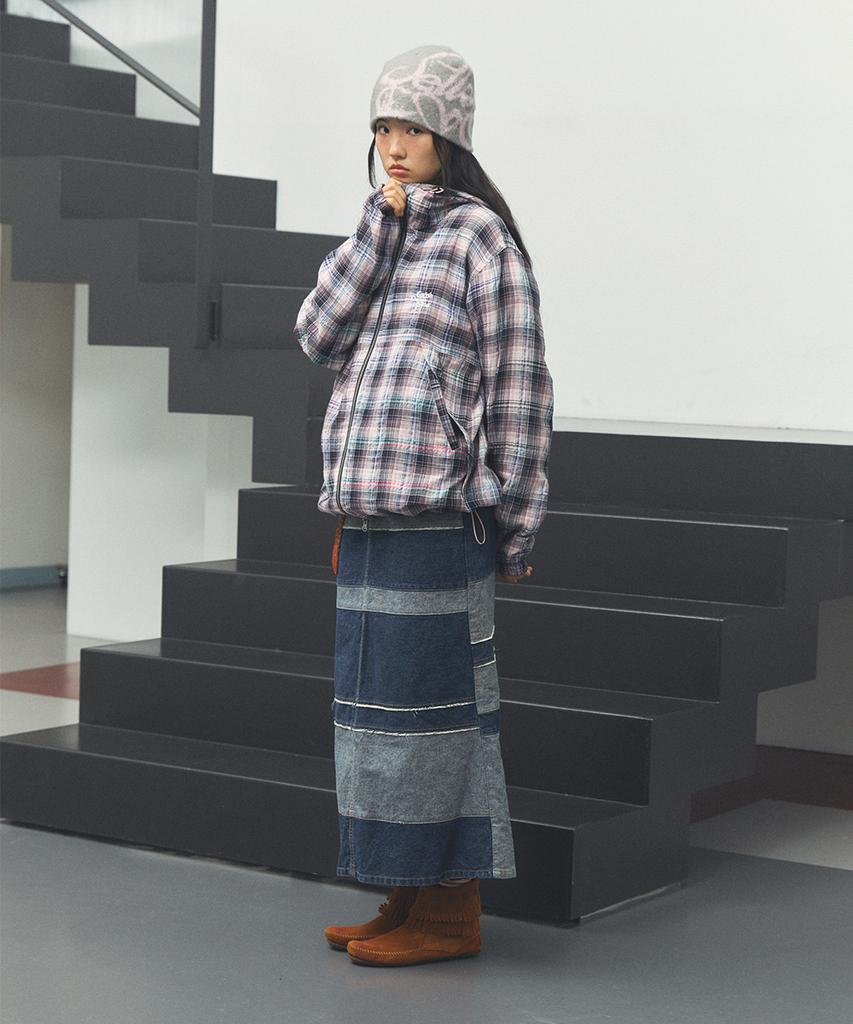 Cavish Hooded Check Wind Breaker Pink(Cv2Fsub962A)
