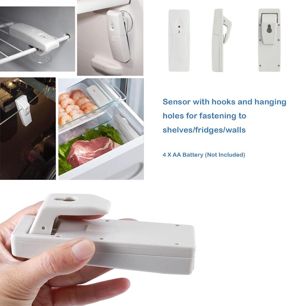 Refrigerator Thermometer, Digital Fridge Freezer Thermometer with Audible Alarm, Min Temperature Display and 2 Sensors for Home Restaurants Kitchen