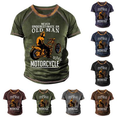 Ανδρικό μπλουζάκι Raglan ρετρό κοντομάνικο μπλουζάκι με στρογγυλή λαιμόκοψη