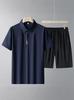 Men's Ice Silk Casual Polo and Shorts Sports Set