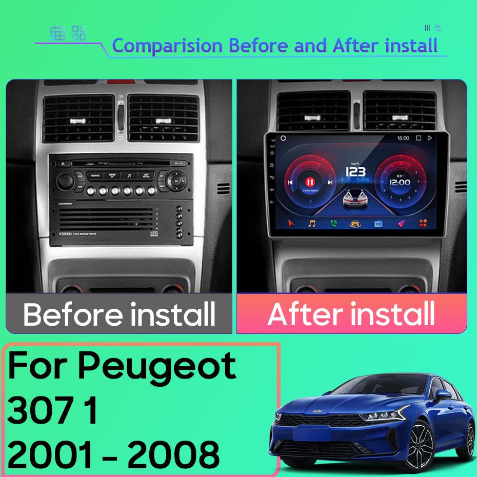 Android Multimedia For Peugeot 307 1 2001 - 2008 Car Stereo CPU Radio QLED Player Navigation  HDR Screen Dash Screen Dash Cam 5G
