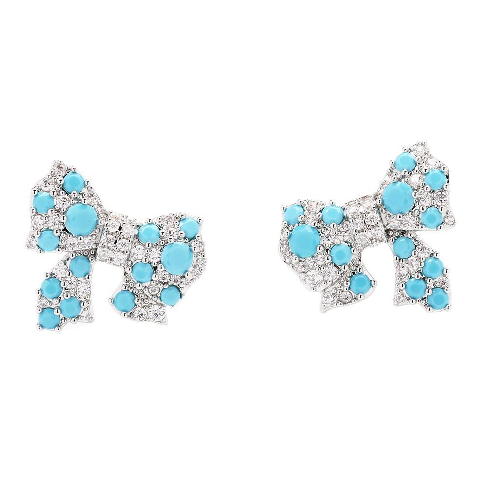 Shining diamond zircon bow stud earrings women's light luxury fashion personality niche design sense high-end sense earrings flash
