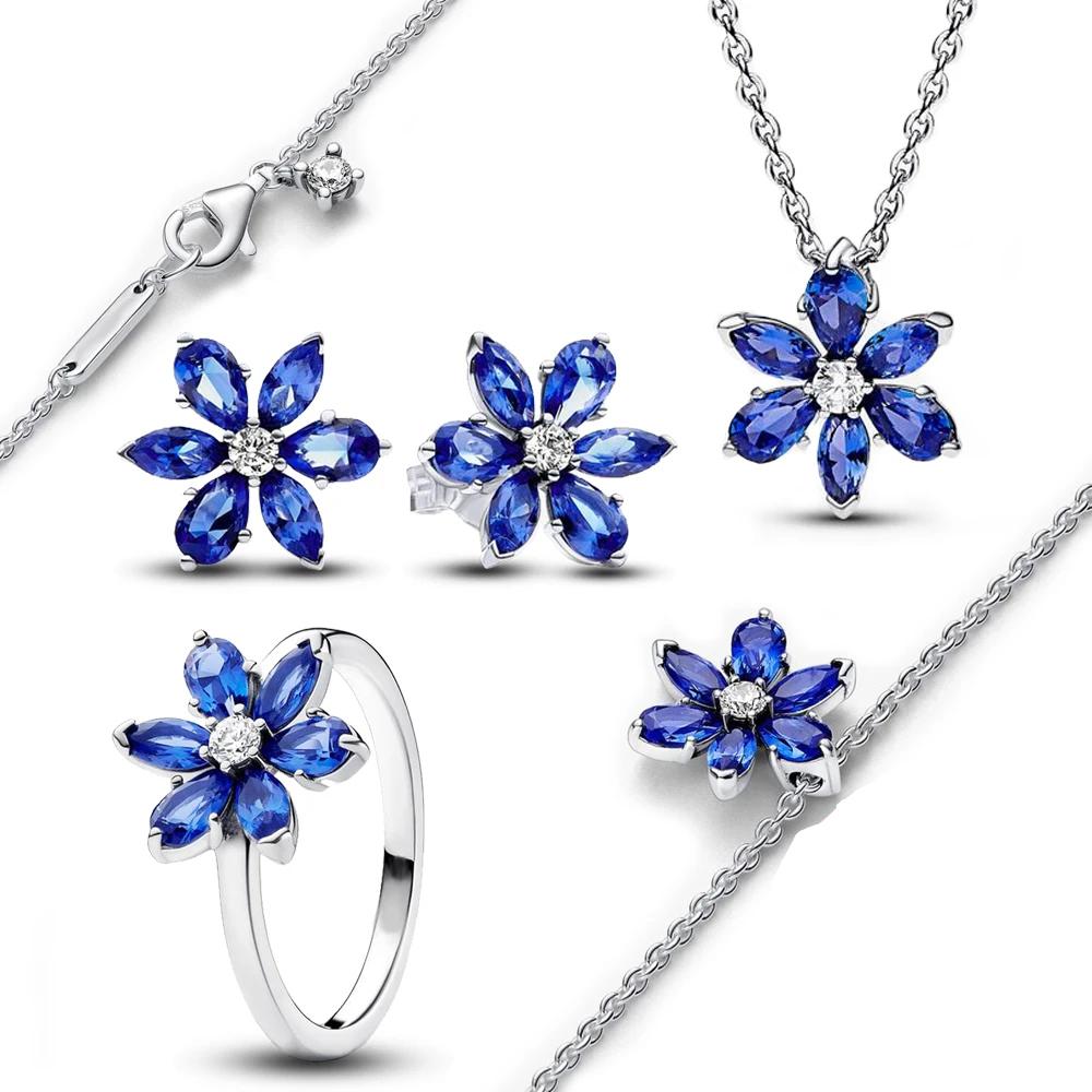 Original 925 Silver Women Finger Rings for Women Silver Colorful Heart Zirconia Stone Daisies Stars Trinkets