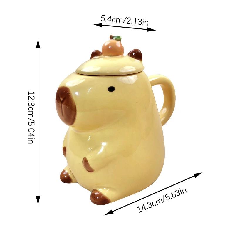 3D Capybara Tasse Keramik Kaffeetasse Cartoon Capybara Paar Tasse mit Henkel und Deckel Lustige Teetasse Tischutensilien für Mädchen Geschenk