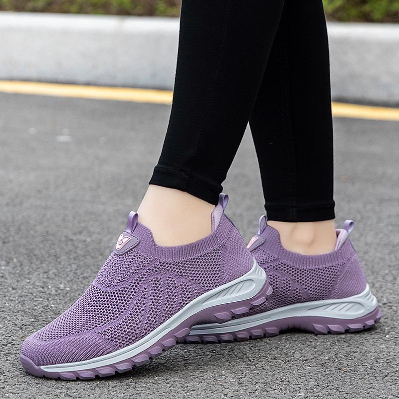 Women's Ladies Shoes Breathable Flying Woven Slip-On Sneakers Woman 2025 Sneakers Anti Slip Fly Woven Shoes for One Foot Men