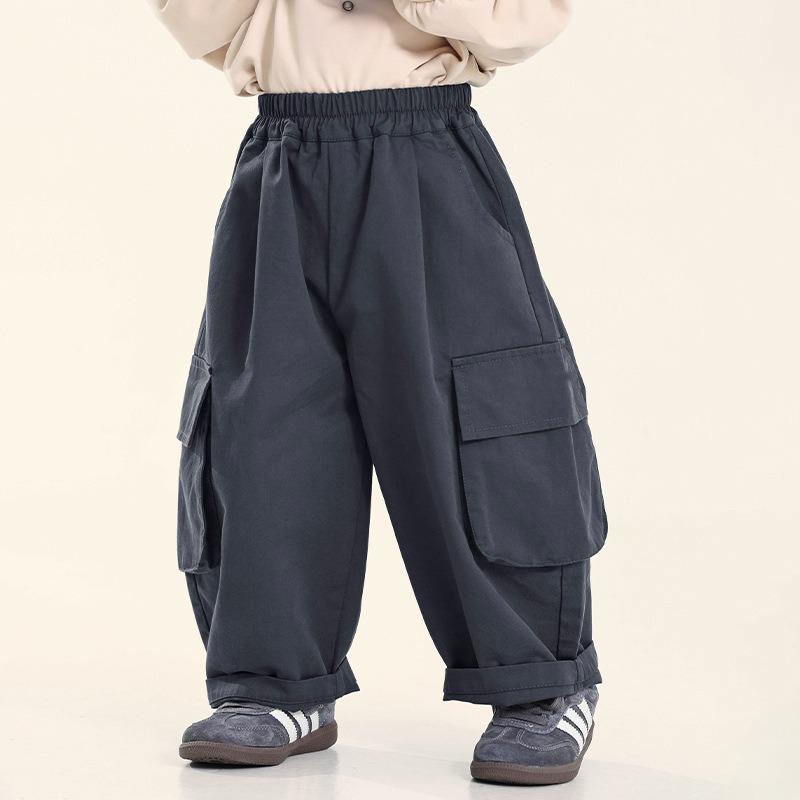 Boys Kids Loose Casual Solid Korean Style Long Trousers For Spring Autumn