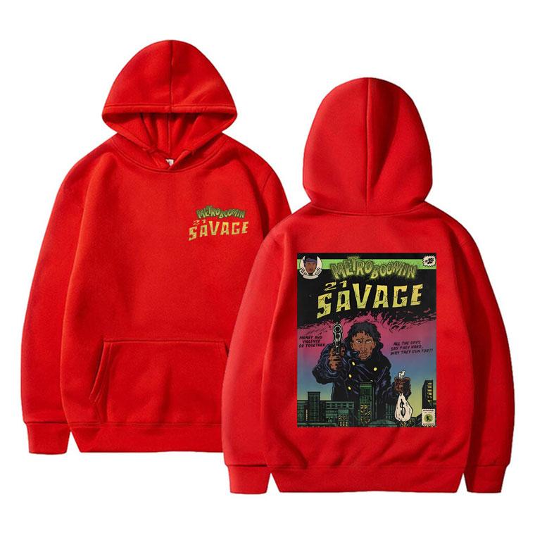 Rapper Metro Boomin 21 Savage Print Hoodie Men's Fashion Clothing Vintage Black Sweatshirt Men Hip Hop Clothes Oversized Hoodies