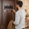 Metal Wall Mount Key Holder Rack with Wolf and Tree Design Over Door Towel Hook Rack Creative Storage Organizer with Multiple Hooks
