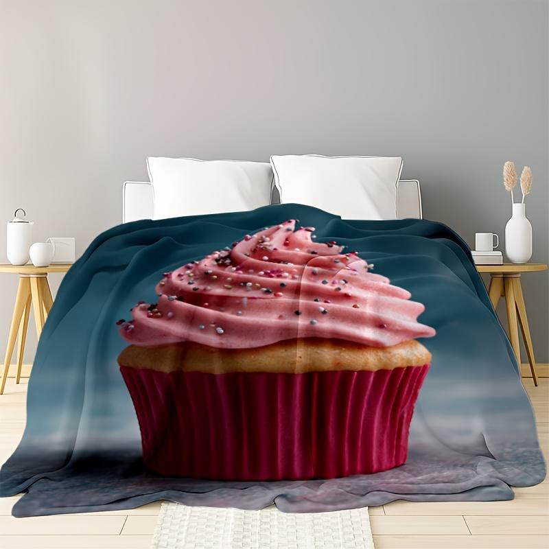 Giant Cupcake Theme Flannel printed blanket suitable for all seasons suitable for living room office sofa and travel 180x250CM