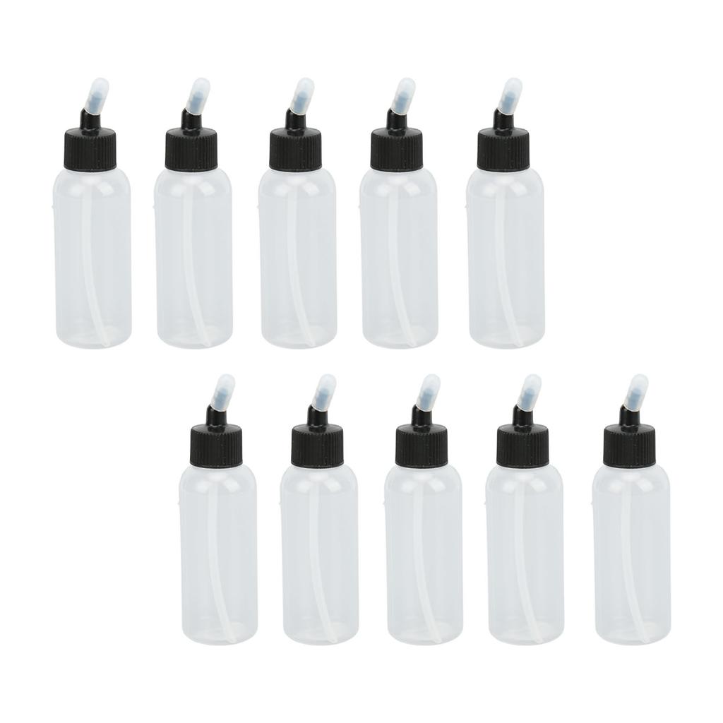 10Pcs Hair Oil Bottle 60ml Leakproof High Temperature Resistant Transparent Plastic Dispensing Bottle with Funnel