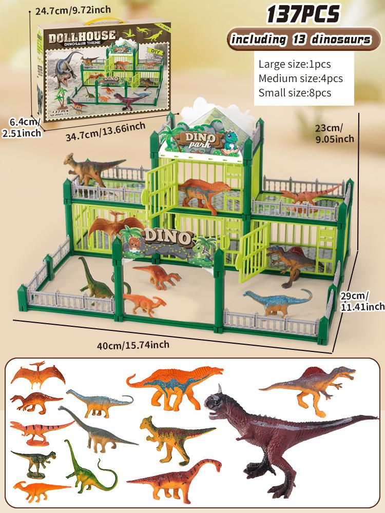 326pcs Jurassic Theme Park Children's Gift Simulation Diy Dinosaur Arena Toy Festival Party Gift Children's Birthday Gift Set