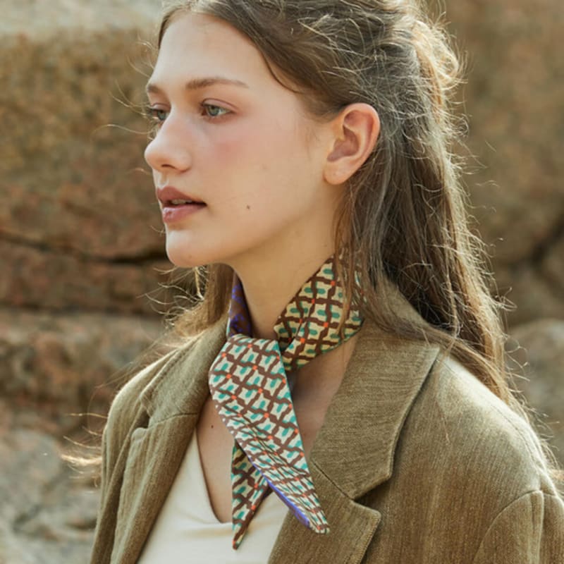 ANA MAISON Pleasant Retro Twilly Silk Scarf [PMT-1429]