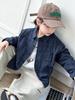Korean Style 2026 Children's Retro Plaid Cotton Shirt for Boys & Girls - Purple, Long Sleeve, Casual Fit