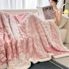 New thickened lamb fleece blanket, jacquard yarn-dyed, double-layer fleece blanket, cationic multi-functional small blanket