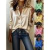 Vintage Color-Block Striped Satin Long Sleeve Shirt Women Relaxed Fit Office Casual 2026