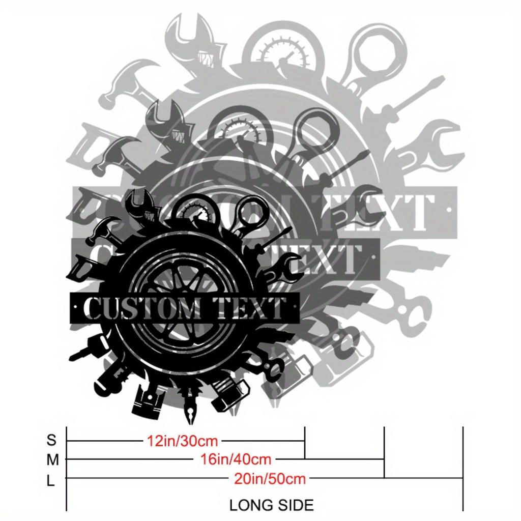 Durable Metal Wall Sign Wrench Gear Garage Decor Custom