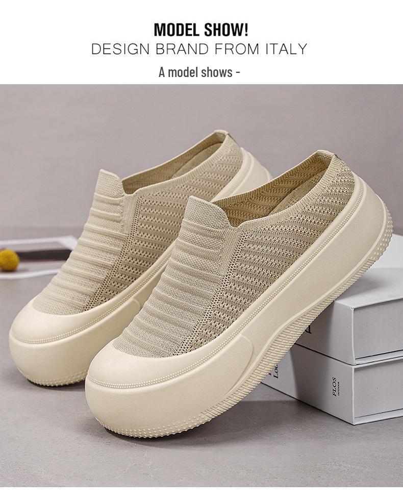 Women's Summer Thick-Soled Comfortable Lazy Shoes - Fashionable Versatile Height-Increasing Closed-Toe Slippers