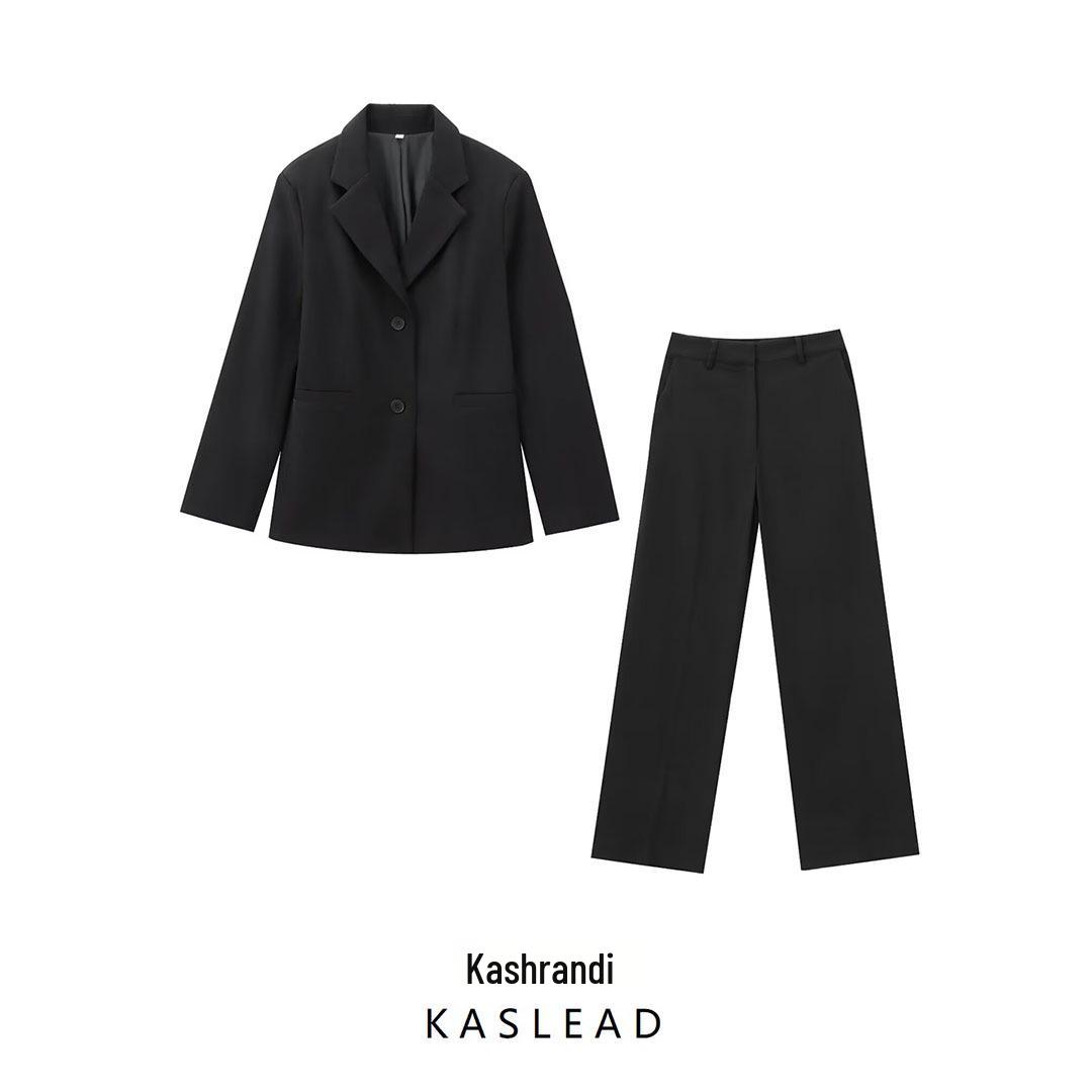 

2024 Autumn Women s European & American Lapel Suit Jacket with Casual Long Pants XS