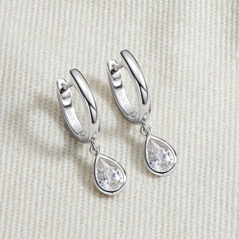 Heißer Verkauf Creolen Birnenschliff VVS-Qualität 0,5 Karat Moissanit Typ 925 Sterlingsilber Tropfenohrringe für Damen