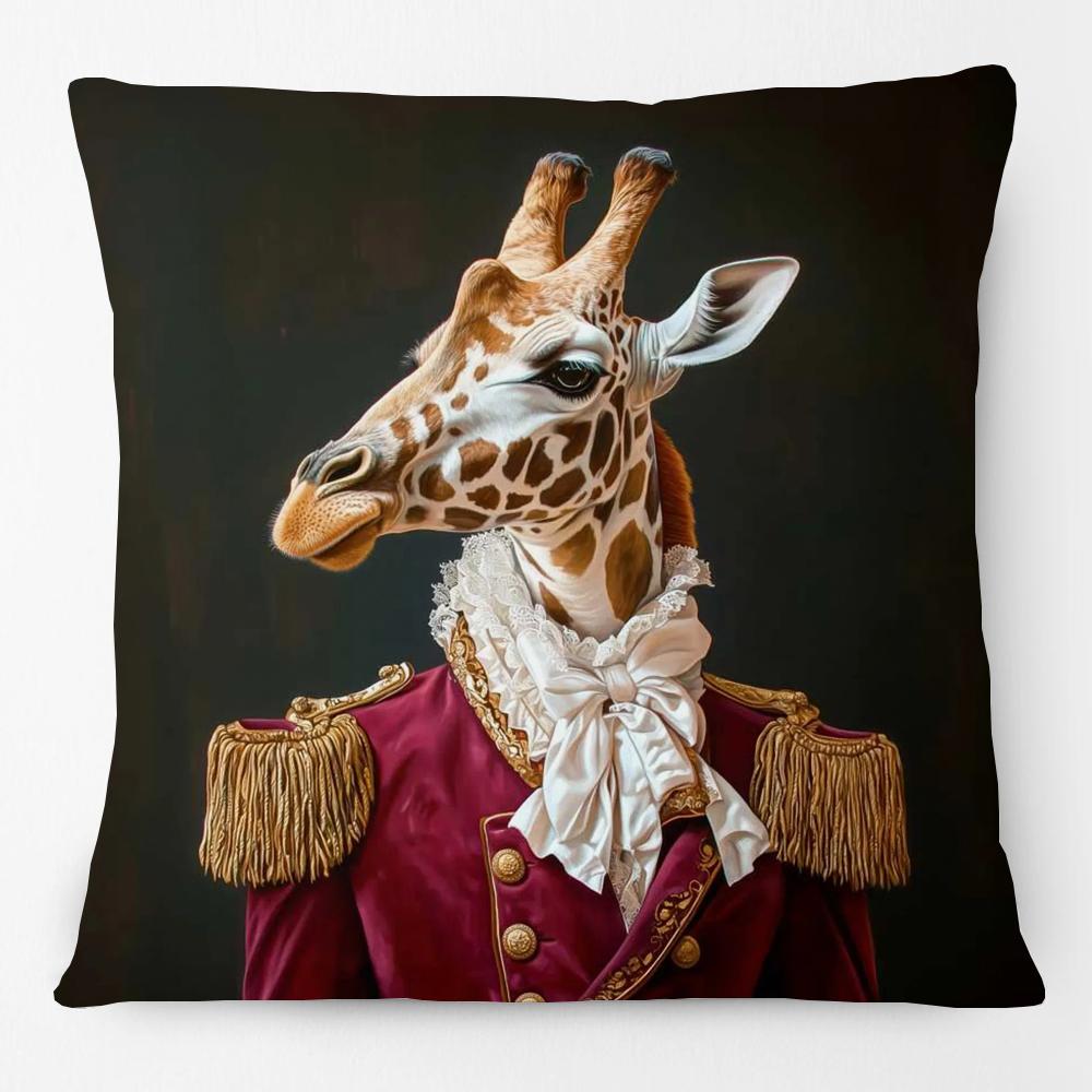 Fashion Animals Portraits Poster Zebra Tiger Leopard Lion Giraffe Fox Moose With Floral Cushion Cover Decorative Pillow Case