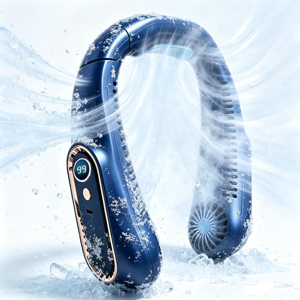 2026 New Best Sellers Wearable Neck Fan Portable Air Conditioner Bladeless Neck Fan Air Cooler 5 Gears and LED Display Screen
