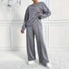 Completo due pezzi da donna casual con scollo rotondo e maniche lunghe, felpa e pantaloni a gamba larga, moda autunno inverno da donna, outfit da ufficio