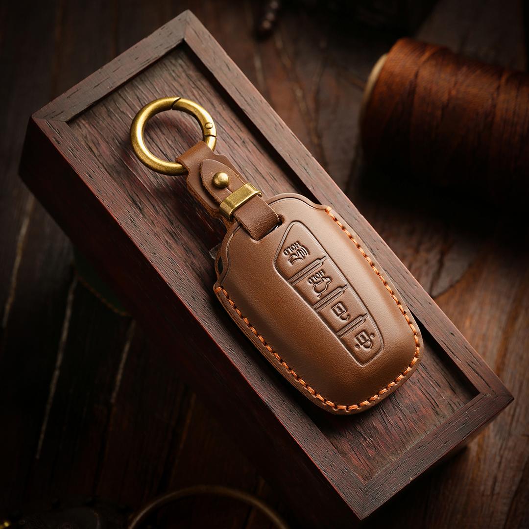 

[Hyundai] Car Key Cover car key case Cowhide Handmade Suitable for Shengda/ix45/Grui 3 keys чорний