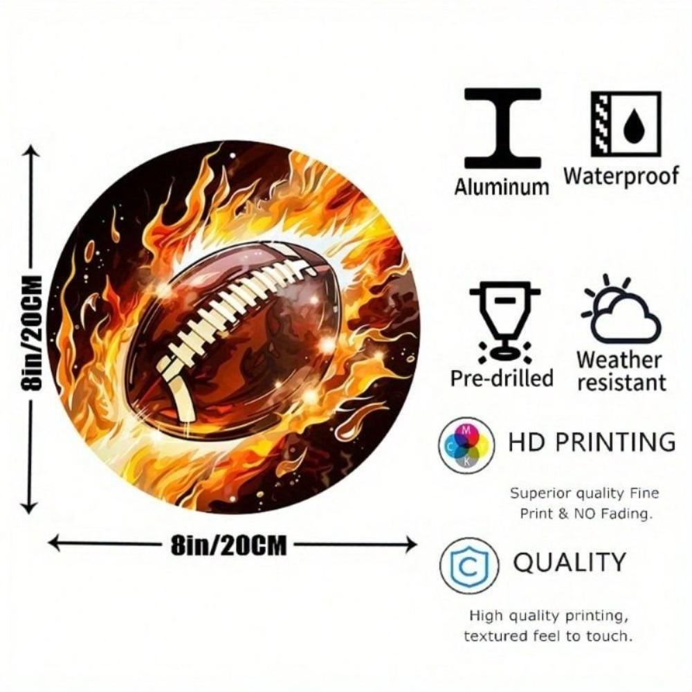 Vintage Football Flame Wreath Metal Poster Wall Art for Sports Bar
