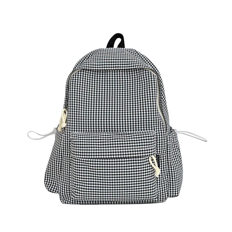 Cross-Border High-Value Soft Plaid Backpack for Girls - Large Capacity for Middle, High School, & College Students