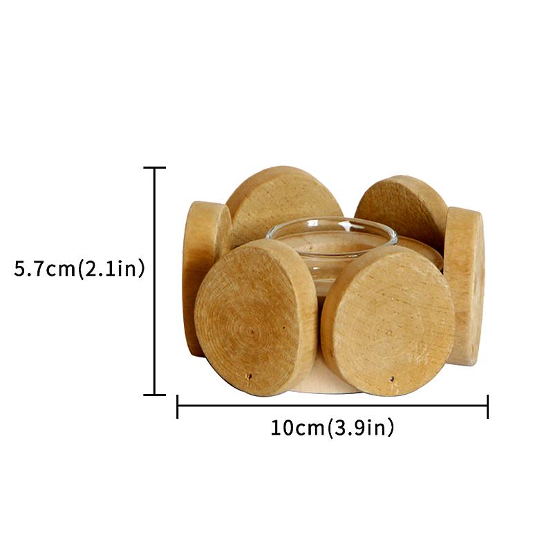 1PC Candle Holder Creative Tea Light Holder Rustic Home Decor Candlestick Holder Wooden Candle Cup Glass/Metal