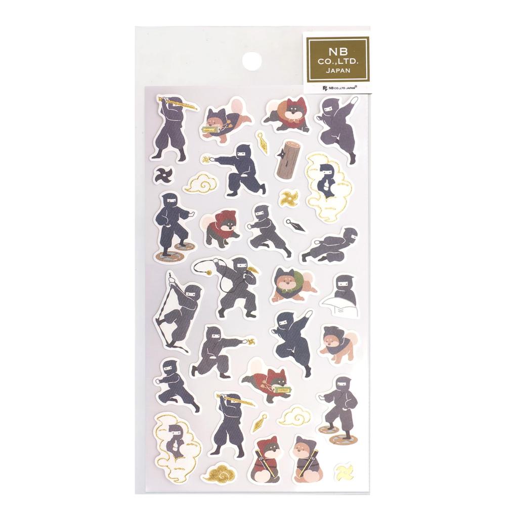 Japanese Style Sticker Large [Ninja Working Hard] Gold Leaf Stylish 5074179