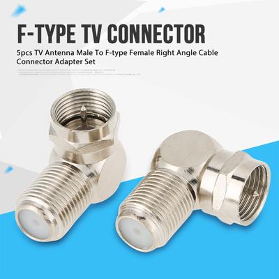 5pcs TV Antenna Male To F Type Female Right Angle Cable Connector Adapter Set