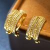 Vintage Exquisite Stylish Bright Zircon Gold Color Earrings for Women Simple Elegant Daily Wear Party Jewelry Gift Accessories