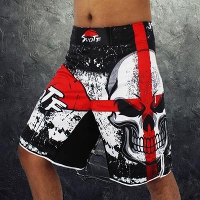 SUOTF MMA Black Boxing Skull Motion Picture Cotton Loose Size Training Kickboxing Shorts Muay Thai Shorts Cheap Mma Shorts Boxeo