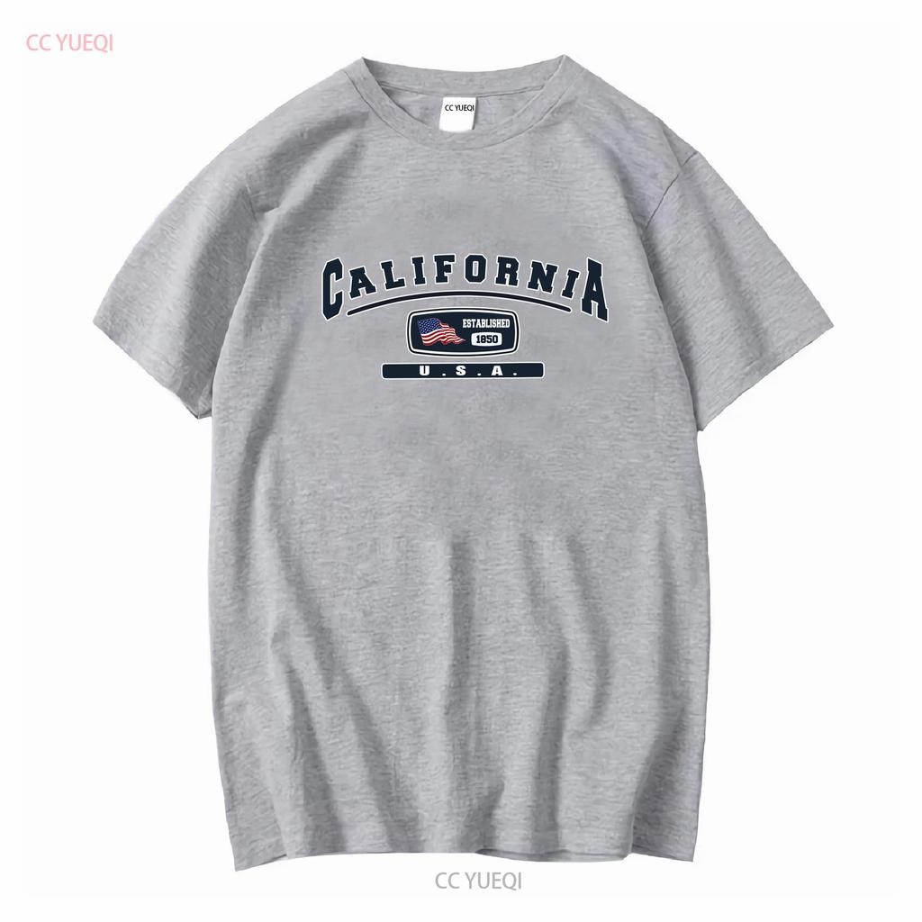 The Golden State California USA T shirt long or short sleeves vintage Washed Stylish Unisex Versatile Slightly fashion Casual