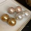 Silver needle retro pearl geometric earrings French exaggerated high-end stud earrings niche versatile temperament earrings women