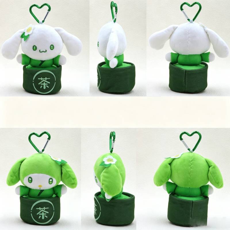Sanrio Green Hello Kitty Cinnamoroll Melody Kuromi Plush Toy Pendant For Cute Car Ornament And Gift For Kids