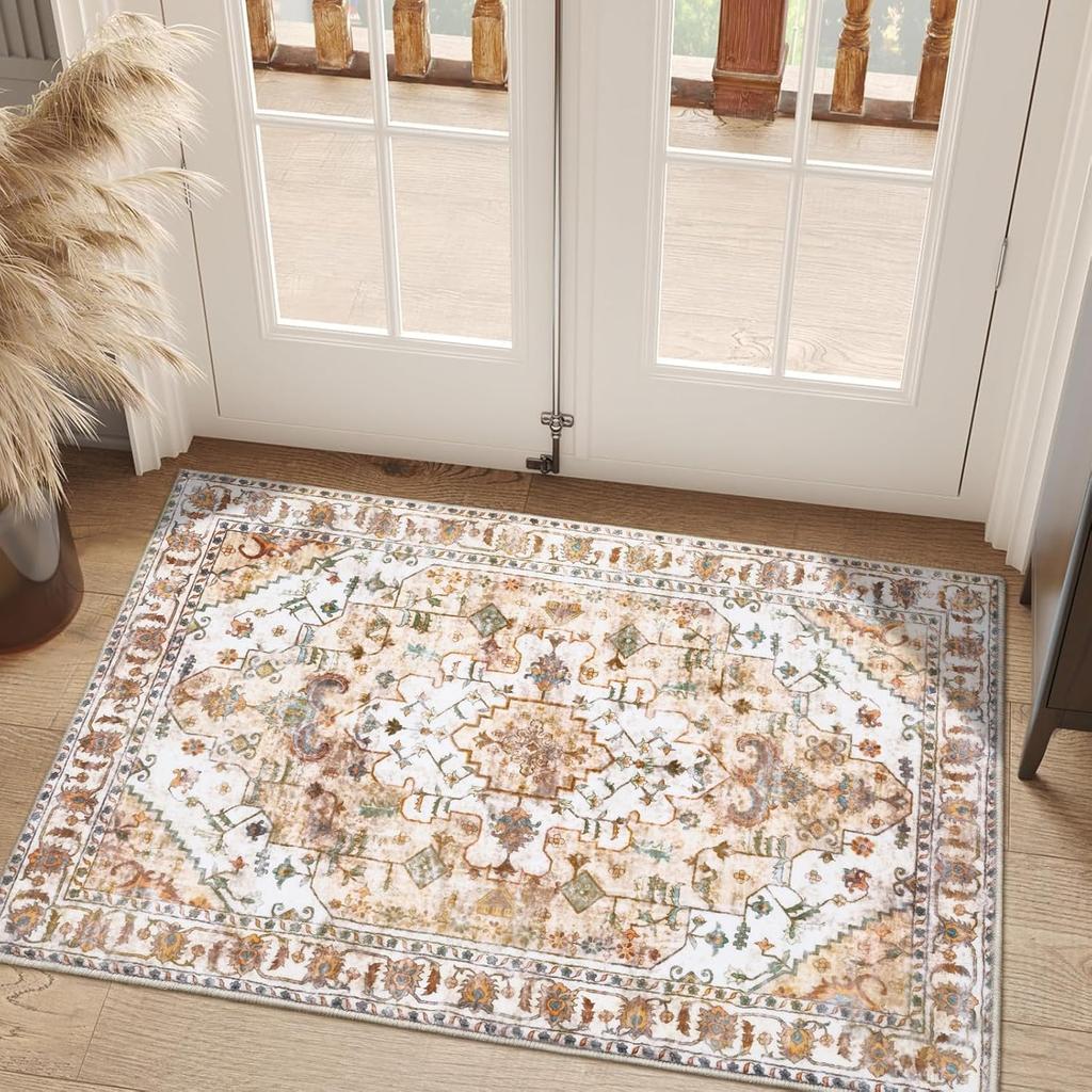 Boho Vintage Crystal Velvet Rug Non-Slip Area Floor Mat Home Decor Entrance Passageway Door Mat Bedroom Kitchen Floor Mat