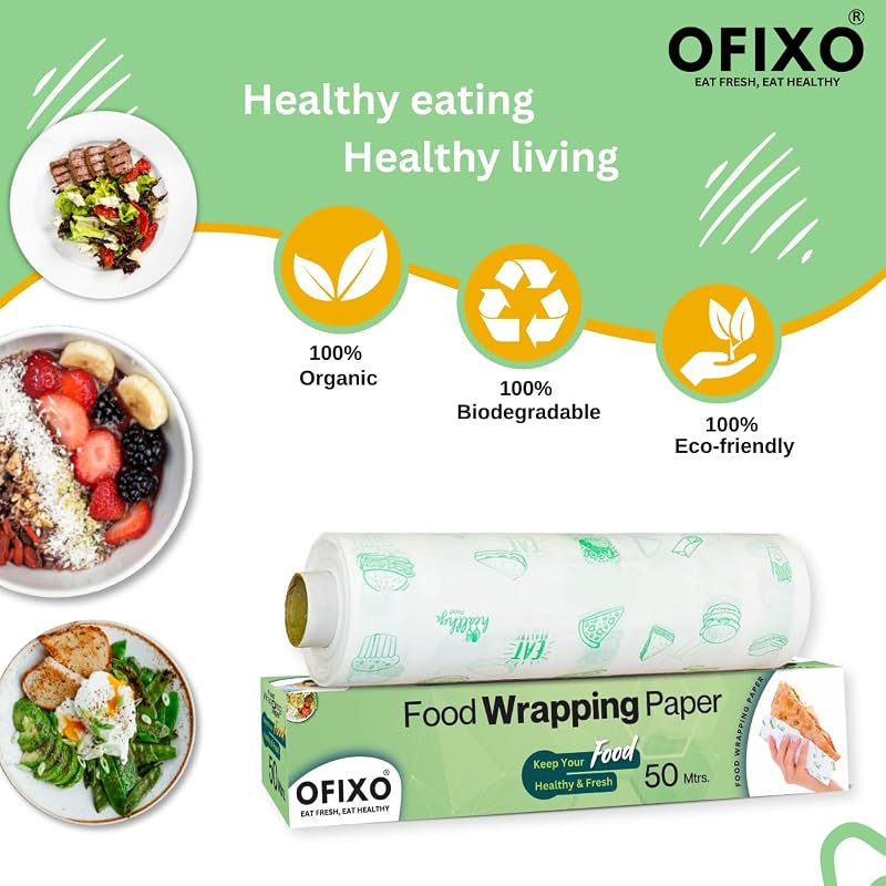 Ofixo Food Wrap Multipurpose Food Wrapping Paper | 50 Meter | Perfect Premium Food Wrapping Paper For Cooking, Baking, P