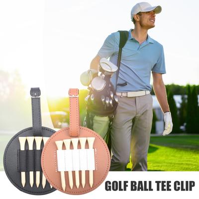Golf Tee Holder Clip-on Organizer PU Leather Ball Tee Pouch