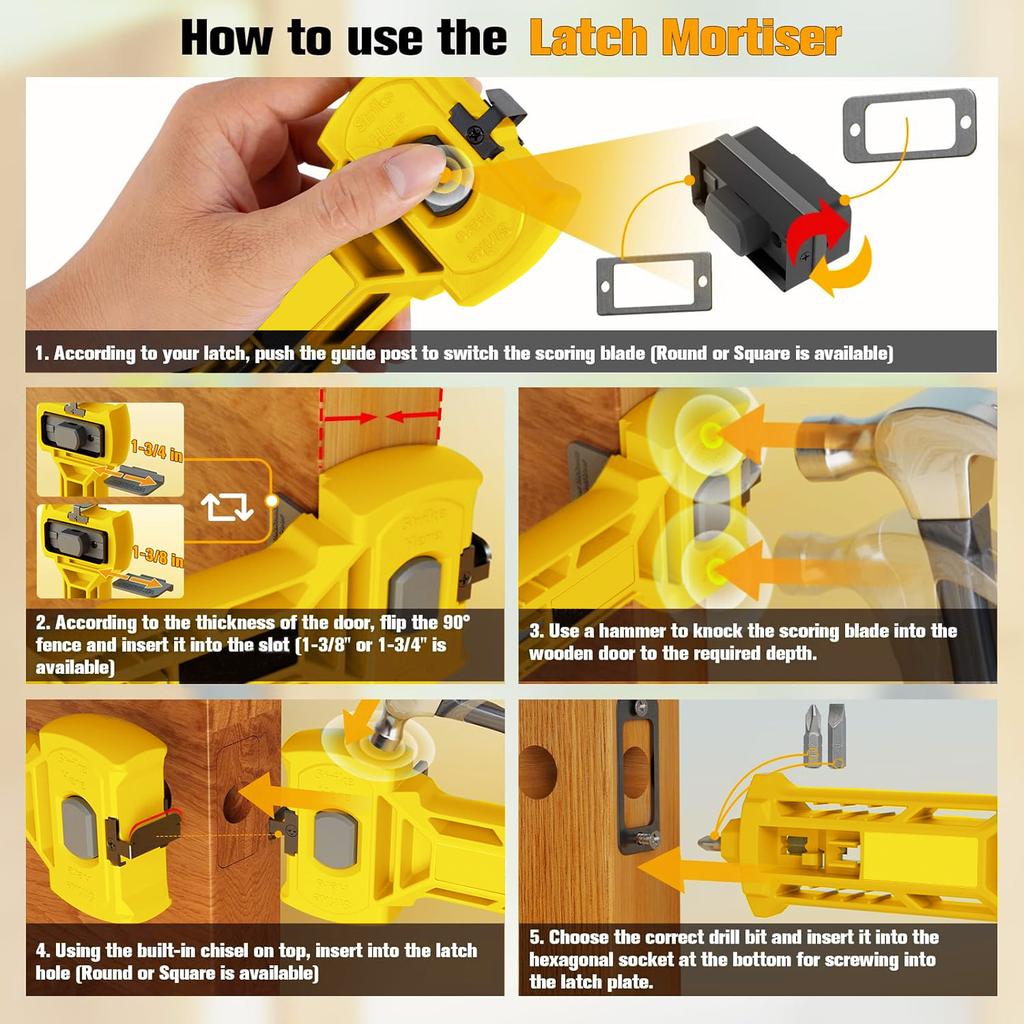 Door Latch Installation Kit Built-in Scoring Chisel Tools Chisel Tool Accurate Door Latch Kit for Accurate Chiseling and Scoring