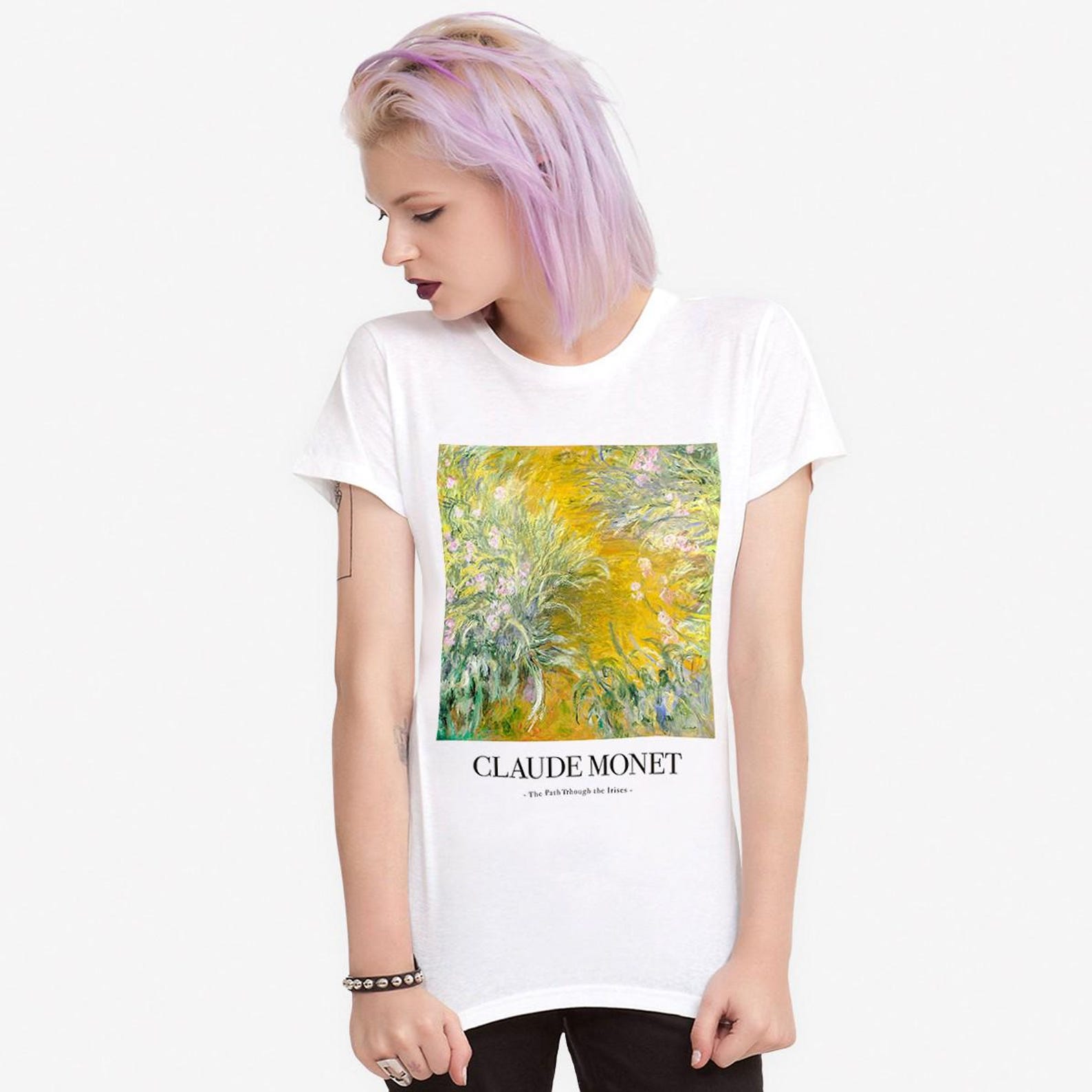 Claude Monet The Path through the Irises T-Shirt, Men s Women s Sizes (CLD-080621) S
